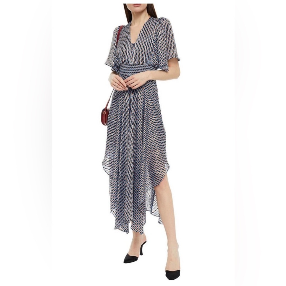 Maje Shirred Printed Maxi Dress Size 34